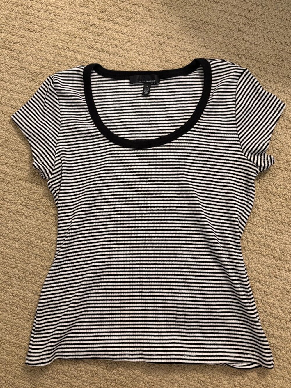 Black and White Striped Scoop Neck Top